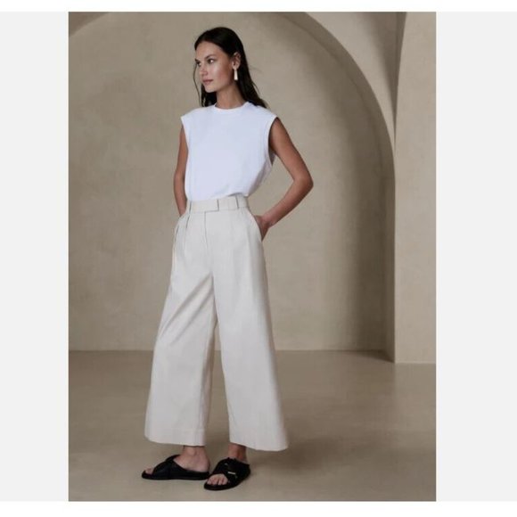 Banana Republic CRUISE CROPPED Pants 12L Transition CREAM Size 12 LONG MSRP $130 - Picture 2 of 5